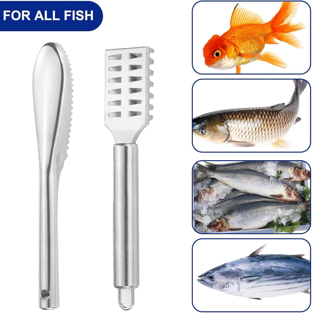 2Pcs Fish Scaler Fish Scale Remover Stainless Steel Portable Quick Skinner
