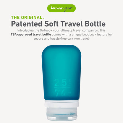 humangear GoToob+ (XL) | Refillable Silicone Travel Bottle | Locking Lid | Food-Safe Material | Blue, XL (6 fl.oz.; 177ml)