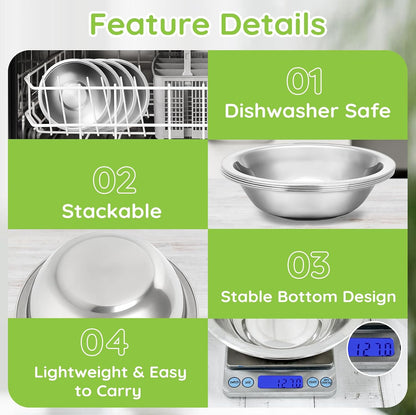 304(18/8) Stainless Steel Mixing Bowls for Kitchen, 4 Pack 6.3" 13.67 fl.oz Metal Mixing Bowls Set Stackable for Baking Serving Cooking Food Prep Storage Dishwasher Safe Lightweight