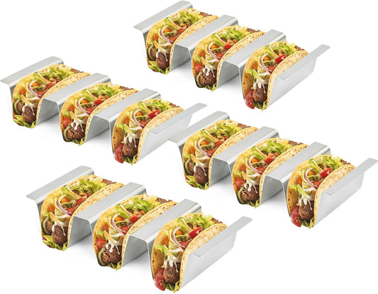 Stainless Taco Holders Set of 4 Stand Holders for 3 Tacos, Easy to Clean, Dishwasher Safe, Street Taco Ready