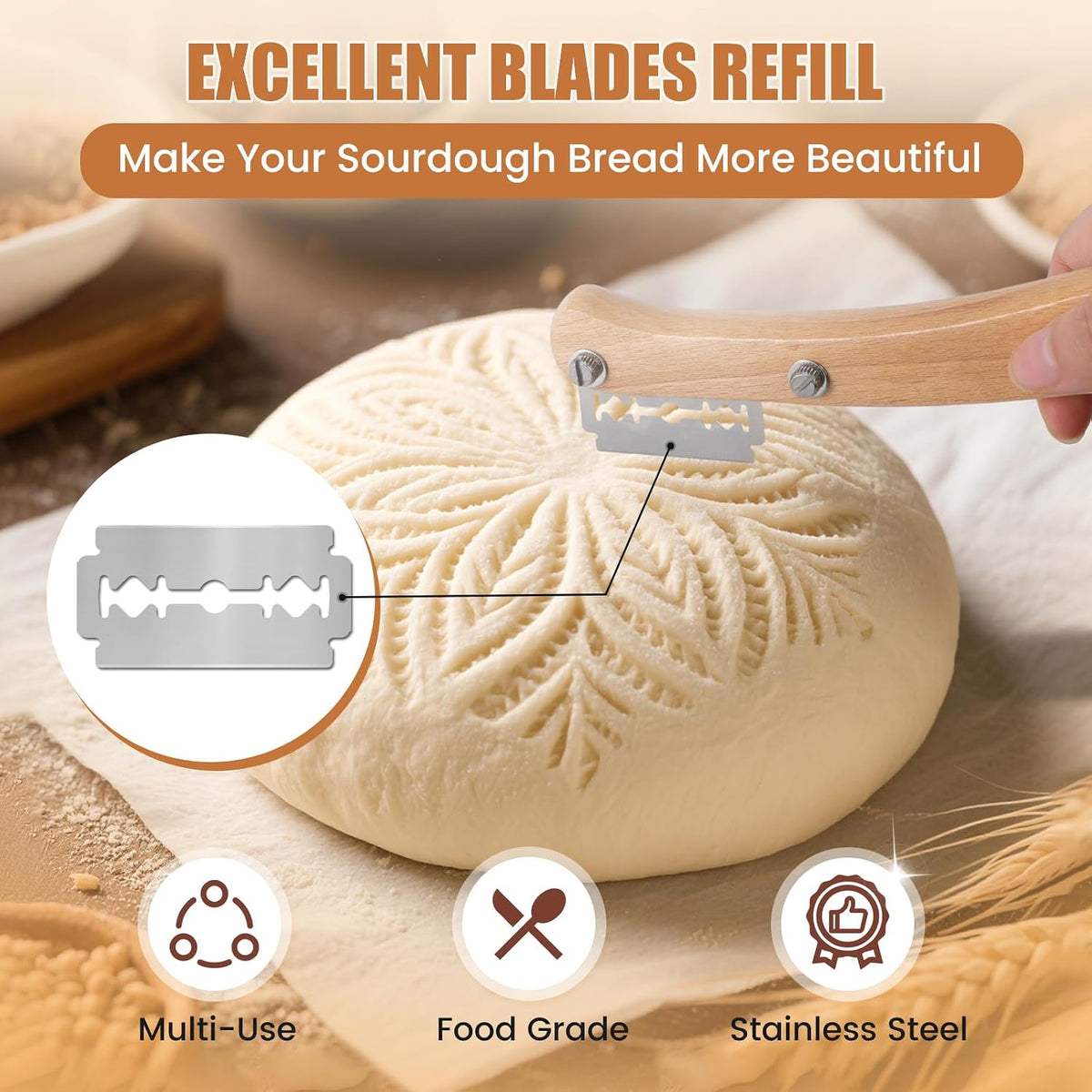 CUNSENR Bread Lame Blades Refill, Bread Scoring Blades Set, 20 Pack