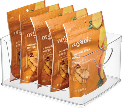 iDesign Stackable Open-Front Storage Bins with Handles, Set of 4, Clear | For Kitchen and Pantry