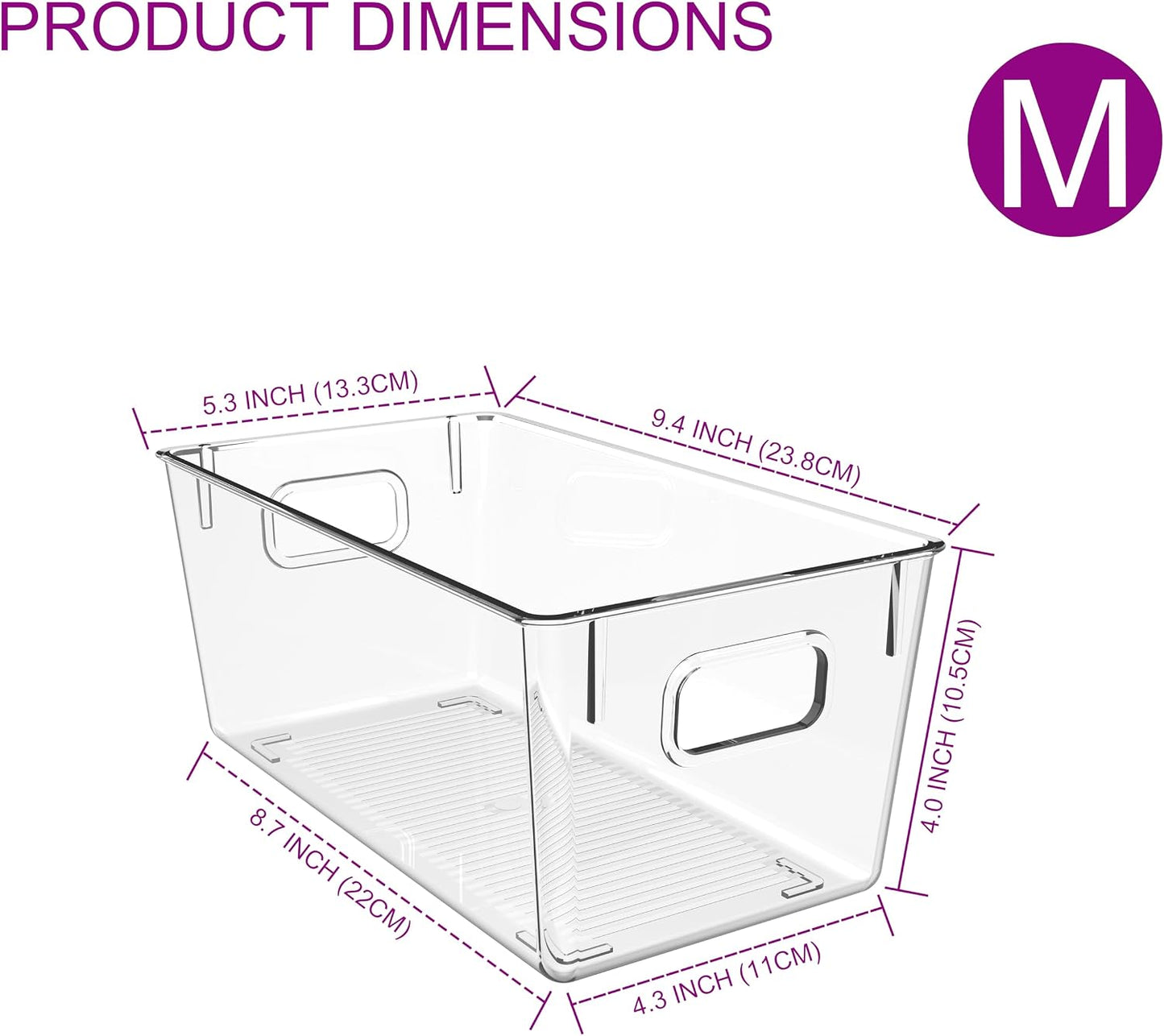 4 Pack Clear Plastic Storage Bins with Handles, Pantry Organizers & Storage Containers, Cabinet Organizer, Home Organization Must Haves for Kitchen, Laundry Room, Office, Closet, Garage & Freezer,L