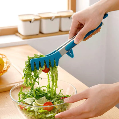 9" Kitchen Tongs for cooking with Silicone Tips, 3Pcs Serving Tongs, Blue