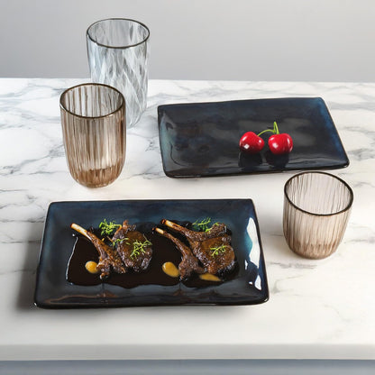 Porcelain Rectangular Plates, Large Cookie Trays, Set of 4, Shatterproof, Dishwasher-Safe, Perfect for Sushi, Baguettes, Snacks, Appetizers, Rolls, or Table Centerpieces.