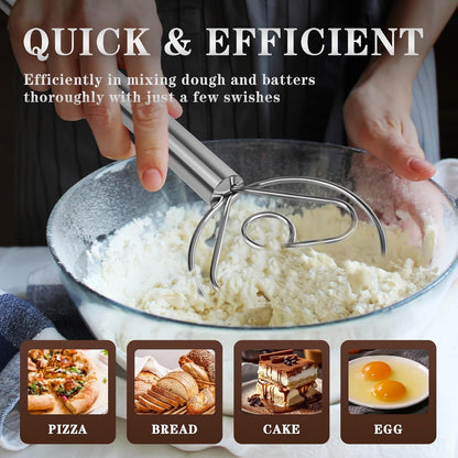TEEVEA Danish Dough Whisk, Stainless Steel for Sourdough Bread