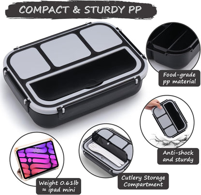QQKO Bento Lunch Box for Kids Girls Boys, Toddler Kids Lunch Boxes for School, Lunch Containers for Adults with 4 Compartments, Sauce Container, Utensils, Food Picks and Muffin Cups, Purple