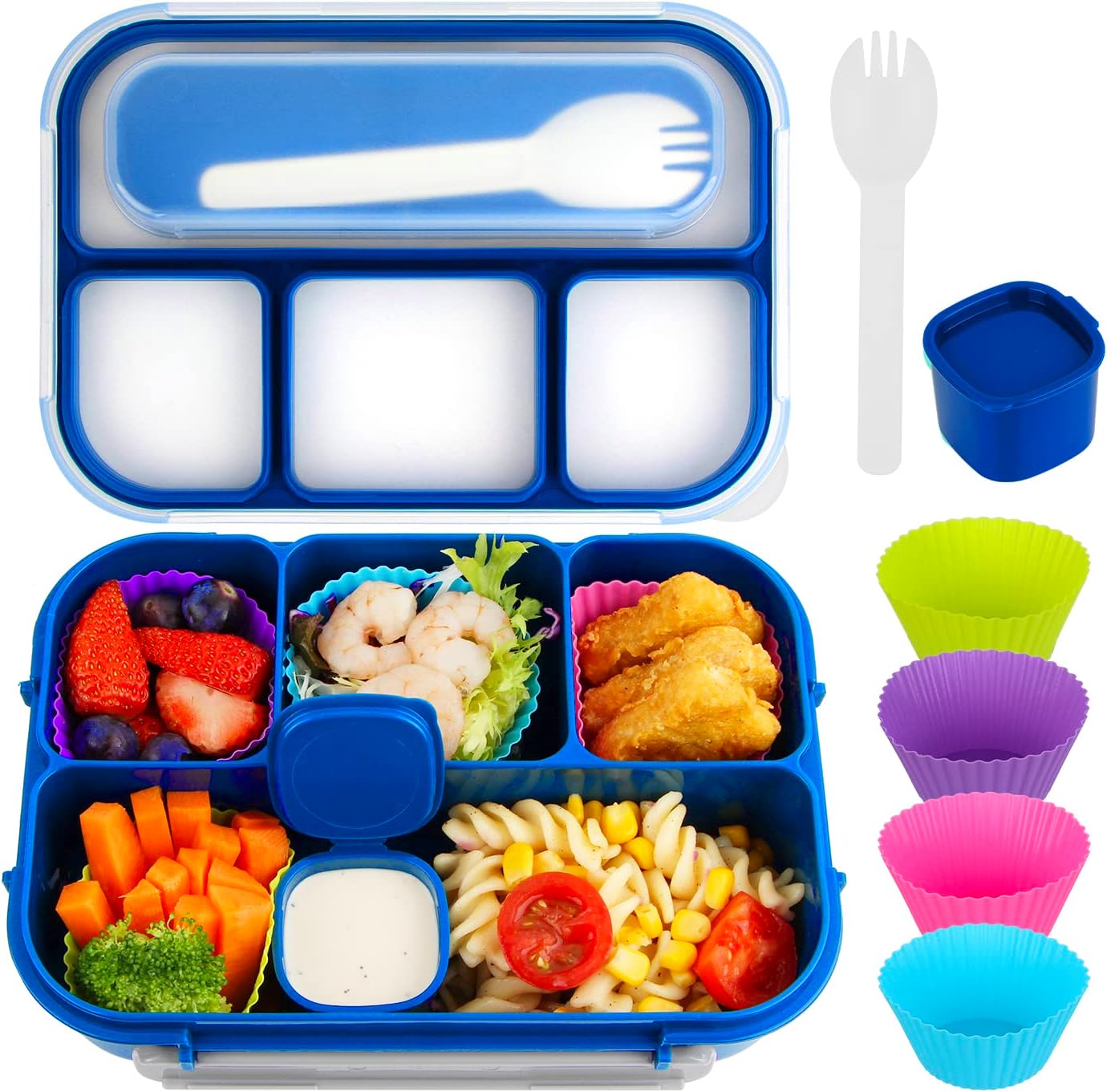 MaMix Bento Box Adult Lunch Box, Lunch Box Kids, Lunch Containers for Adults/Kids/Students,1300ML-4 Compartment Bento Box (purple)