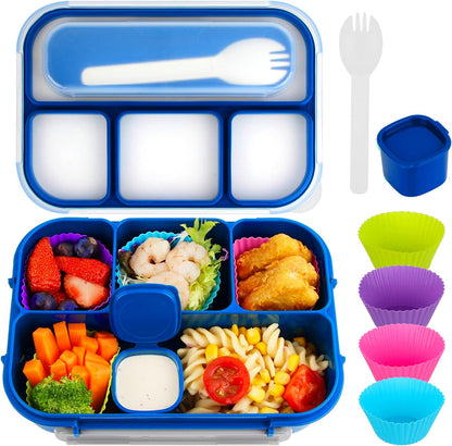 MaMix Bento Box Adult Lunch Box, Lunch Box Kids, Lunch Containers for Adults/Kids/Students,1300ML-4 Compartment Bento Box (purple)