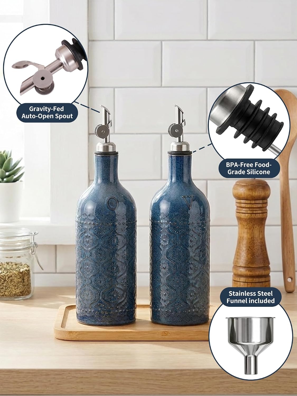 20oz Ceramic Olive Oil Dispenser Bottle - Ivory White