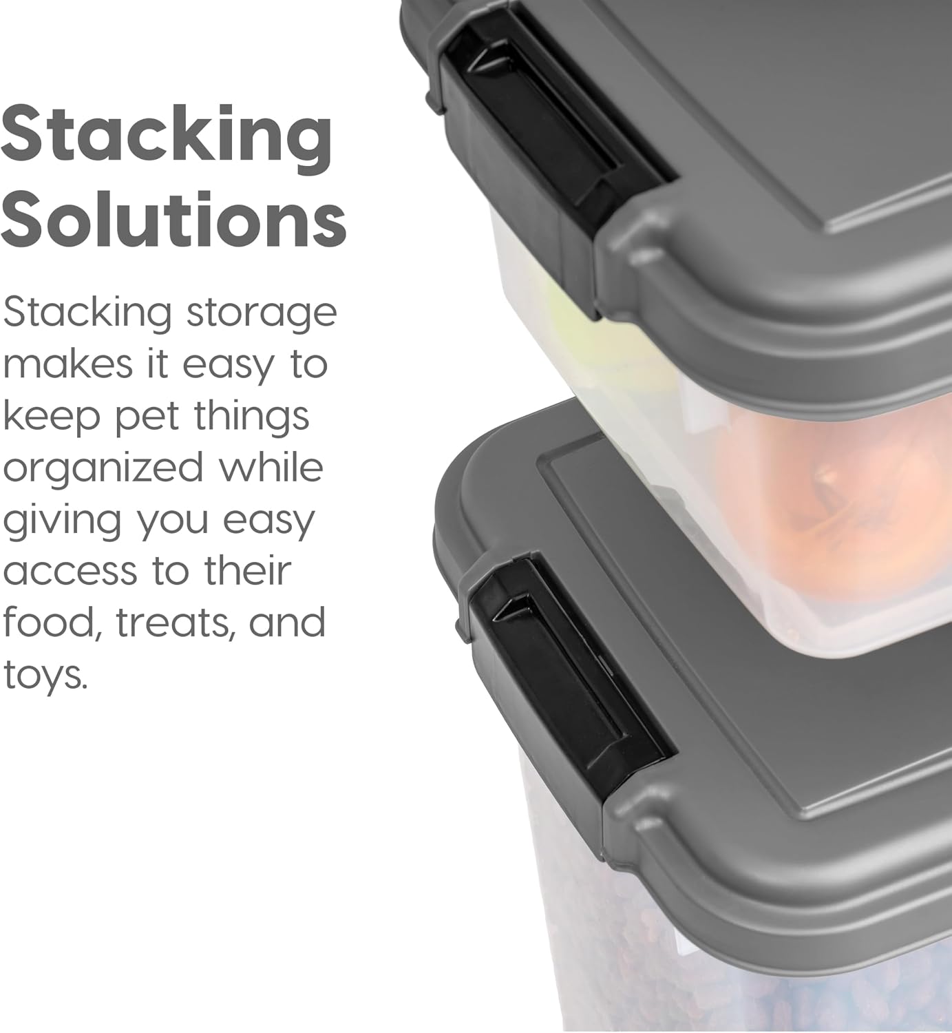 IRIS USA Dog Food Storage Container 30 lb + 11lb Airtight Combo, Stackable Pet Food Storage Bin with Wheels for Cat Dog Food, BPA Free, Made in USA, Black