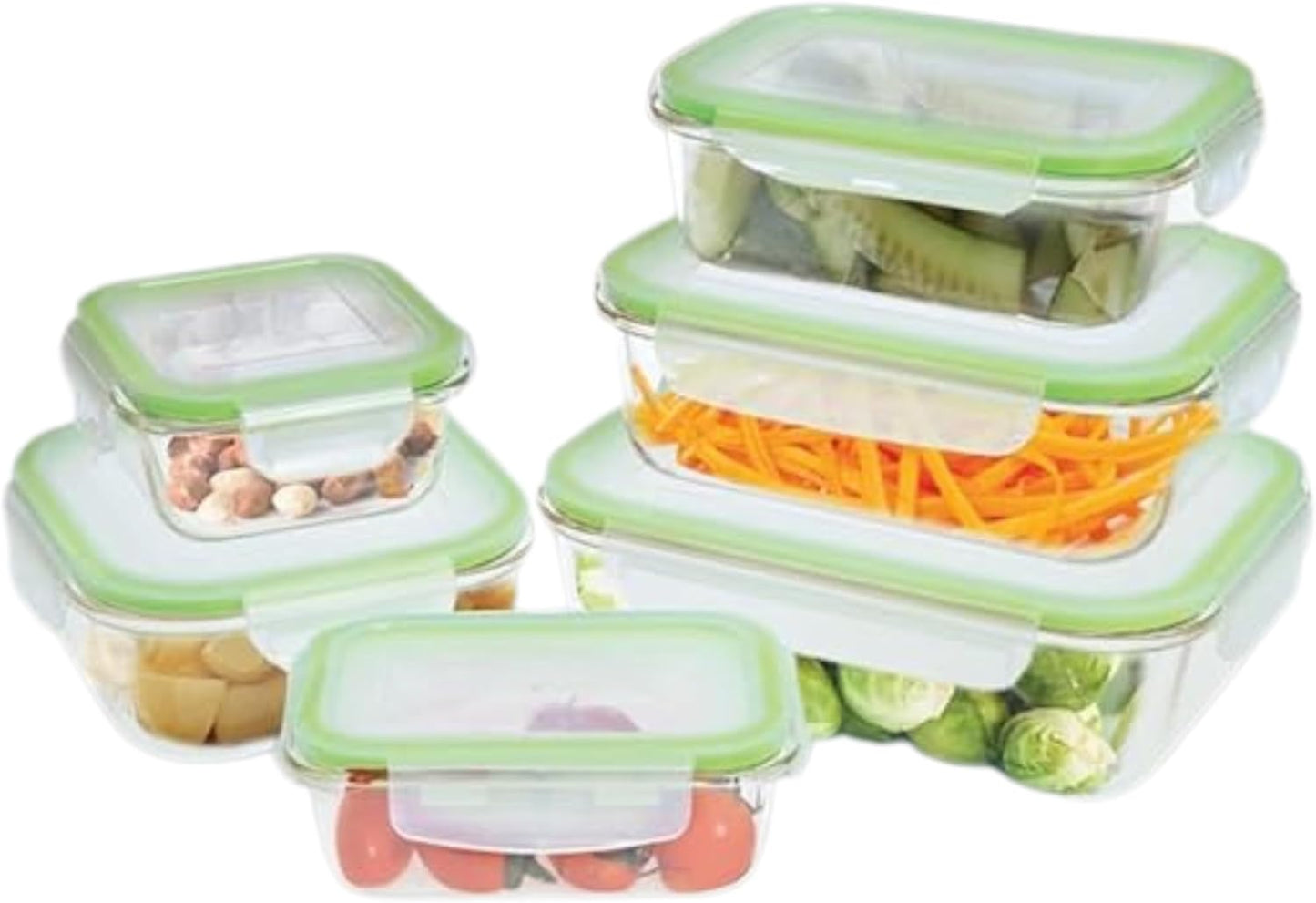 Westinghouse 6-Piece Glass Food Storage Container Set with Airtight Lids - BPA-Free, Stackable, Leakproof, Freezer, Microwave, Oven & Dishwasher Safe Meal Prep Containers - 320ml to 1520ml