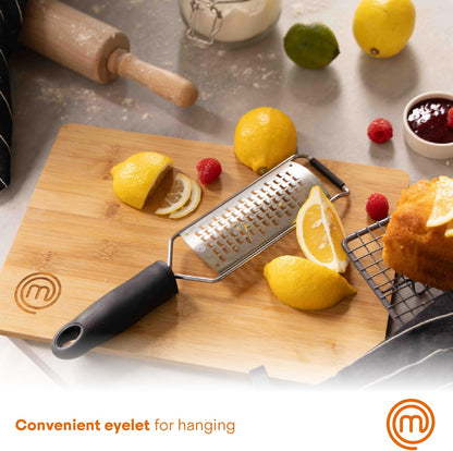 MasterChef Lemon Zester Grater with Handle, Stainless Steel, Non Slip Grip