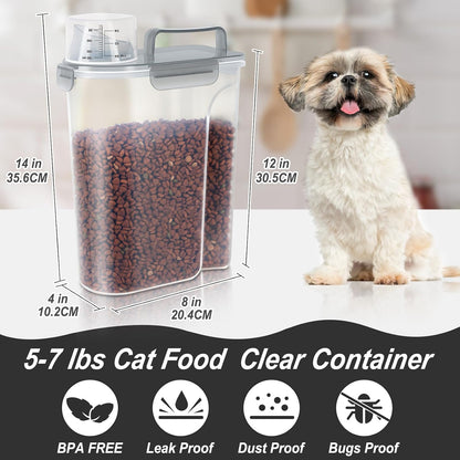 LEAWALK 5Lbs Airtight Cat Dog Food Storage Container with Upgraded Large Nozzle BPA-Free, Pet Food Storage Containers for Rice, Grain, Pet Food, Flour, Dog Treat Storage (Dark Gray, 5L-1pack)