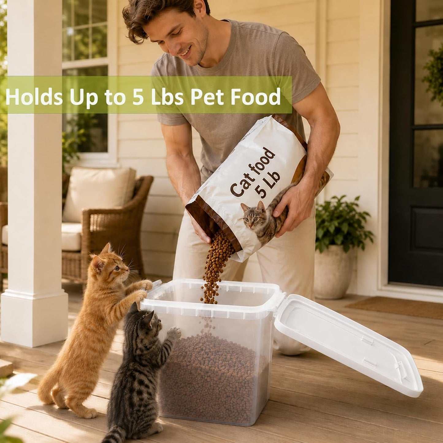 2 Lbs Small Cat Dog Food Storage Container for Bird Seed, Pet Food, 2 Pack | 2QT Versatile Dry Food Bin Portable Dispenser with Wide-Mouth Pour Spout for Rice, Flour, Cereal, Storage and Organization