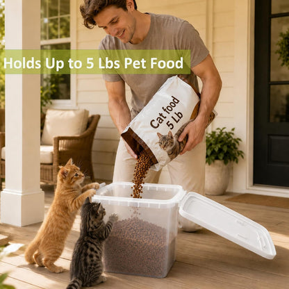 2 Lbs Small Cat Dog Food Storage Container for Bird Seed, Pet Food, 2 Pack | 2QT Versatile Dry Food Bin Portable Dispenser with Wide-Mouth Pour Spout for Rice, Flour, Cereal, Storage and Organization