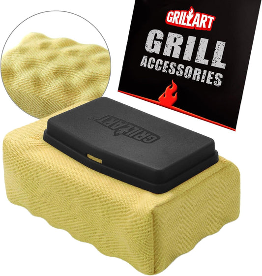 GRILLART Grill Brush Bristle Free - Safe 17" Long Handle with Built-In Solid Scraper - Steam Clean Stubborn Grease Replaceable Head - Reinforced BBQ Accessories for All Grate Types - Gifts for Men Dad