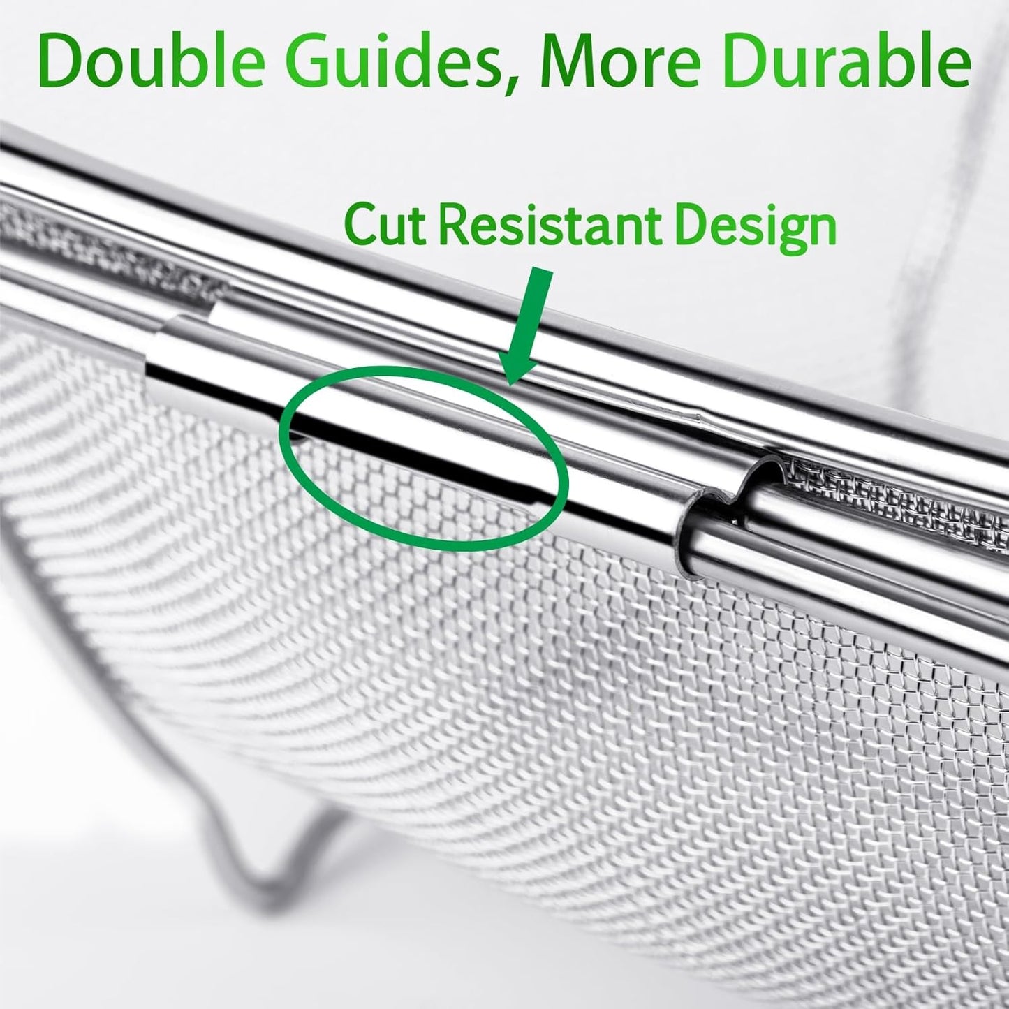 Tiawudi 6-Quart Large Over The Sink Colander, Heavy Duty 40% Thicker 18/8 Stainless Steel Fine Mesh Strainer Basket with Expandable Rubber Grip Handles - Strain, Drain, Rinse Fruits, Vegetables