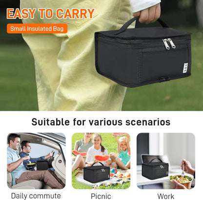 NOL Mini Insulated Lunch Bag for Women Men Kids | Small Leakproof Reusable Lunch Tote | Fits 6 Cans 330ml | Thermal Cooler for Work School Picnic Camping, Navy blue