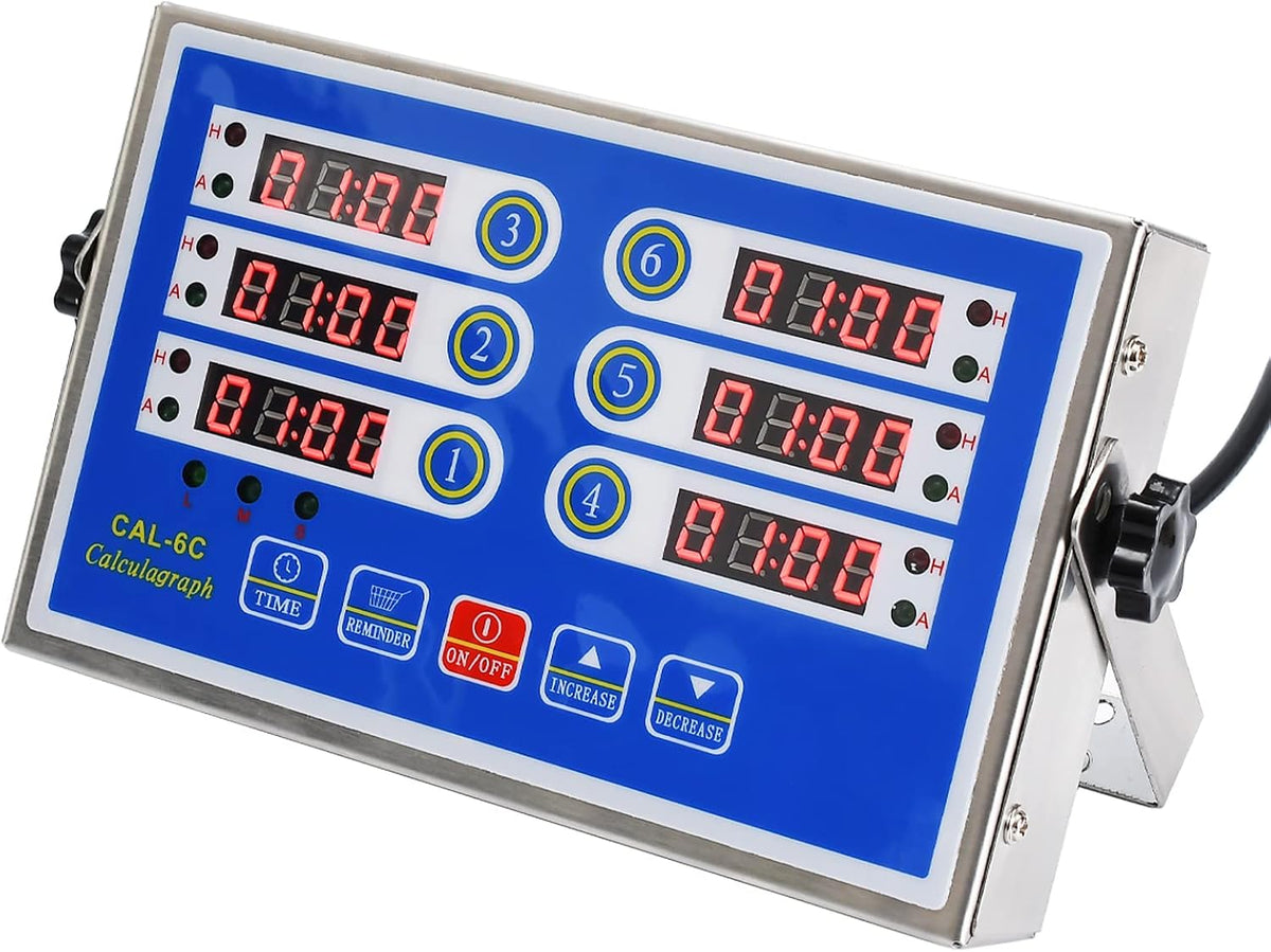 6 Channel Commercial Kitchen Timer Digital Stainless Steel Timer