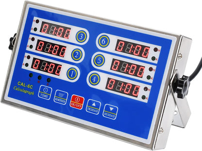 6 Channel Commercial Kitchen Timer Digital Stainless Steel Timer