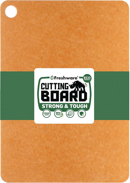 Freshware Wood Cutting Boards for Kitchen, Juice Groove, Non-Slip Silicone Feet, Dishwasher Safe, Medium 12" x 9" and Large, 15" x 11.25", Set of 2, Natural