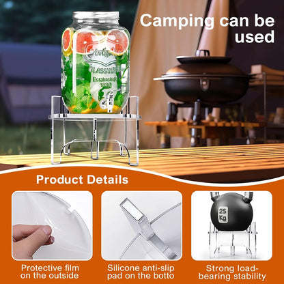 Acrylic Beverage Dispenser Stand Only, Fit Max 8.7 Inch Glass Drink Dispenser and Water Jug Holder, Plant Stand, Cake Display Stand for Parties and Catering Events