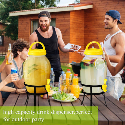 Havawish 2 Pack 1.16 Gallon Drink Beverage Dispenser with Stand for Parties Plastic Water Lemonade Juice Dispenser with Spigot and Lid for Countertop Weddings(Gold)