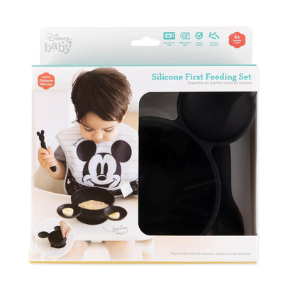 Bumkins Baby Bowl, Silicone Feeding Set with Suction for Baby and Toddler, Includes Spoon and Lid, First Feeding Set, Training Essentials for Baby Led Weaning for Babies 4 Months Up, Sage