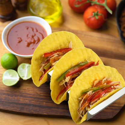 Stainless Taco Holders Set of 4 Stand Holders for 3 Tacos, Easy to Clean, Dishwasher Safe, Street Taco Ready