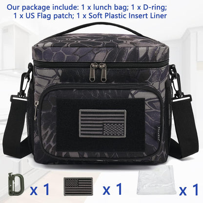 FlowFly Lunch Bag, Insulated Cooler, Thermal Lunch Box Tote with MOLLE/PALS Webbing, Adjustable Padded Shoulder Strap, for Tactical Men Women Adults and Boys Girls Kids (Cyan, Medium)