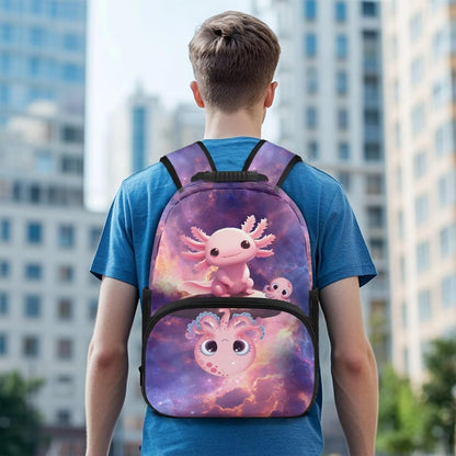 Cute Capybara Pizza Backpack for Girls, 5 Pcs Boys School Bag Set for Kids, 17 Inch Backpacks Lunch Pencil Box Reusable Utensils Case Set for Middle Elementary School, 3rd Grade Backpack
