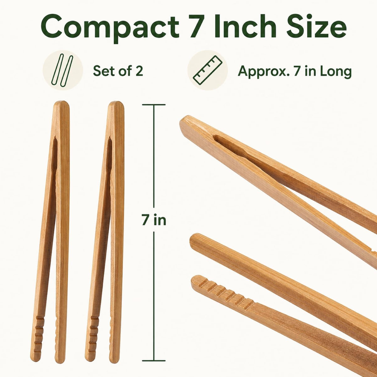 I-MART Bamboo Toaster Tongs 7 Inch Set of 2, Wooden Toast Tongs for Small Kitchen Use, Bagels, English Muffins, Waffles, Tea Bags, Pickles and Charcuterie Serving