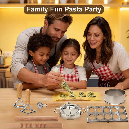 10 Piece Ravioli Cutter Set with Press Molds, Pasta Tools & Rolling Pin