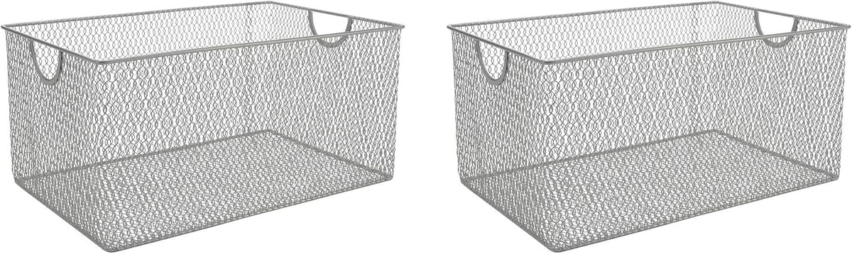 YBM HOME Kitchen Pantry Organizer Wire Basket for Shelves, Cabinets, Pantry, Countertop, Mesh Open Storage Bin Metal Basket for Organizing Food Supplies 12 x 7.8 x 5.8