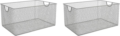 YBM HOME Kitchen Pantry Organizer Wire Basket for Shelves, Cabinets, Pantry, Countertop, Mesh Open Storage Bin Metal Basket for Organizing Food Supplies 12 x 7.8 x 5.8