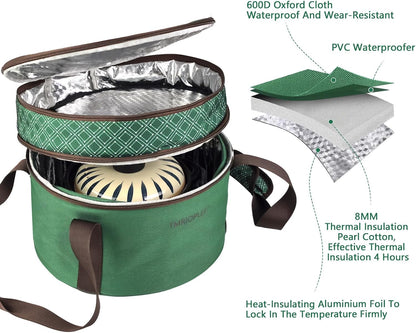 Pie Carrier With A Lid And Handle, With A Hard Edge That Won'T Collapse, Round Insulated Casserole Carrier,It Is Suitable For The Safe Transportation Of Cold And Hot Food (Red)