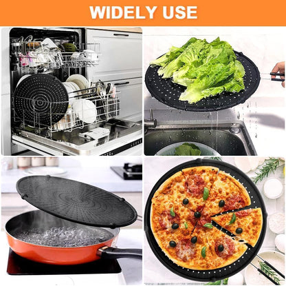 Splatter Screen for Frying Pan & Food Strainer,13 Inch Stainless Steel Grease Splatter Guard,Shield from Splashing Oil, Dishwasher Safe(Red)