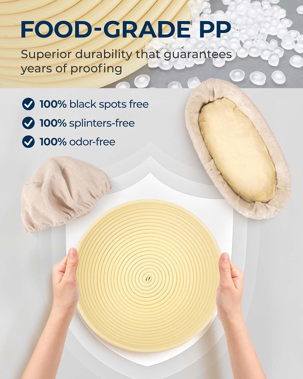 Banneton Proofing Basket Set, Sourdough Bread Baking Supplies (Plastic)