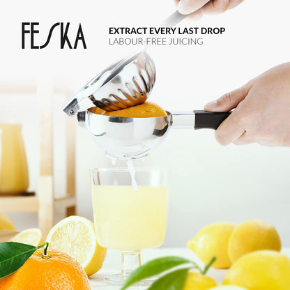 Stainless Steel Lemon Squeezer - Premium Citrus Juicer - Lime Squeezer for Seedless Juicing - Stainless Steel Hand Juicer 2 pcs - Easy to Wash Lemon Press