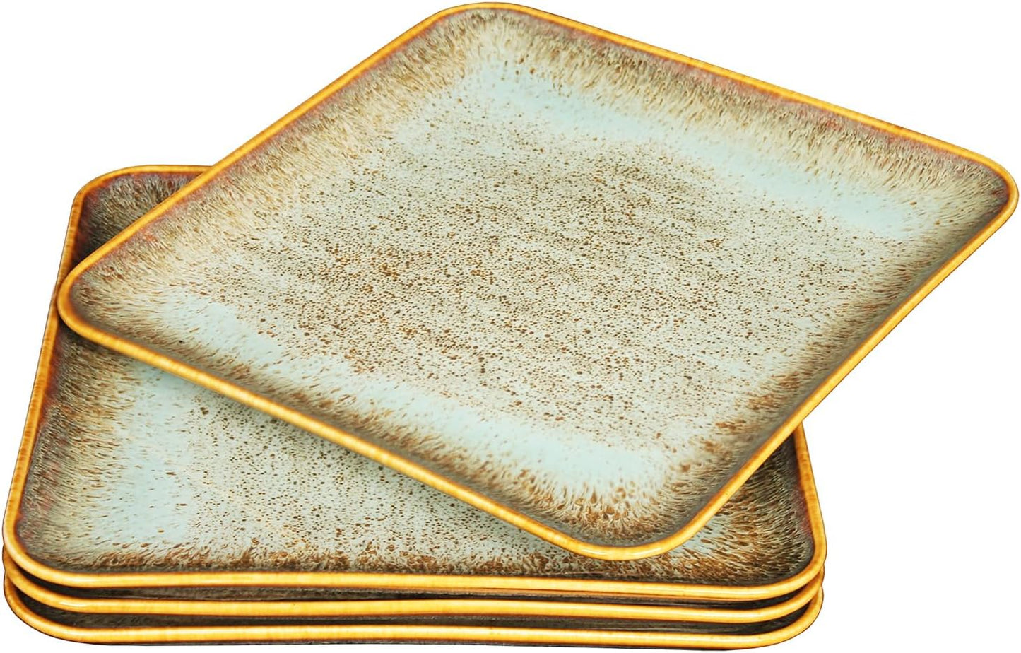 Porcelain Plate Set Large Serving Tray Set of 4, Reusable Serving Platters for Party Food, Cookie, Appetizer, Charcuterie, Snack, Dessert Display,Stackable Kitchen Dish 14.4 INCH