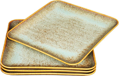 Porcelain Plate Set Large Serving Tray Set of 4, Reusable Serving Platters for Party Food, Cookie, Appetizer, Charcuterie, Snack, Dessert Display,Stackable Kitchen Dish 14.4 INCH