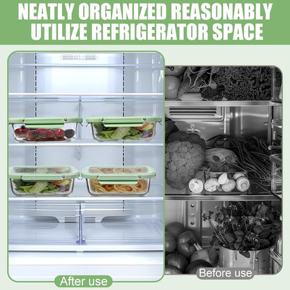 4 Pack Borosilicate Glass Meal Prep Containers, Glass Food Storage Containers with Tempered lids, 35.2oz/4.4 Cup Airtight Leak-Proof Glass Lunch Containers for Microwave Freezer Safe (Green)