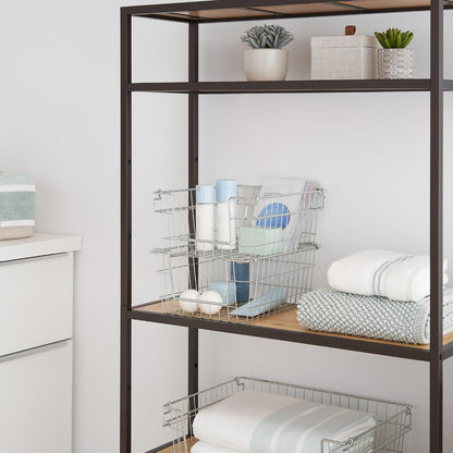 TRINITY 2-Pack Stackable Metal Wire Storage Baskets With Handles, EcoStorage Chrome, 11 Inches