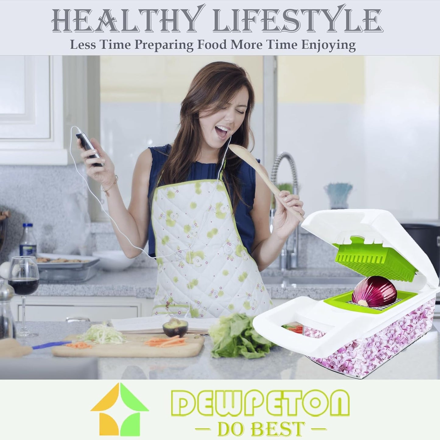 Vegetable Chopper Dicer with Container | Cheese Grater Mandoline Slicer Cabbage Shredder French Fry Cutter Stainless Steel for Veggie Onion Potato Fruit Food, Manual Hand Cooking Gadget for Kitchen