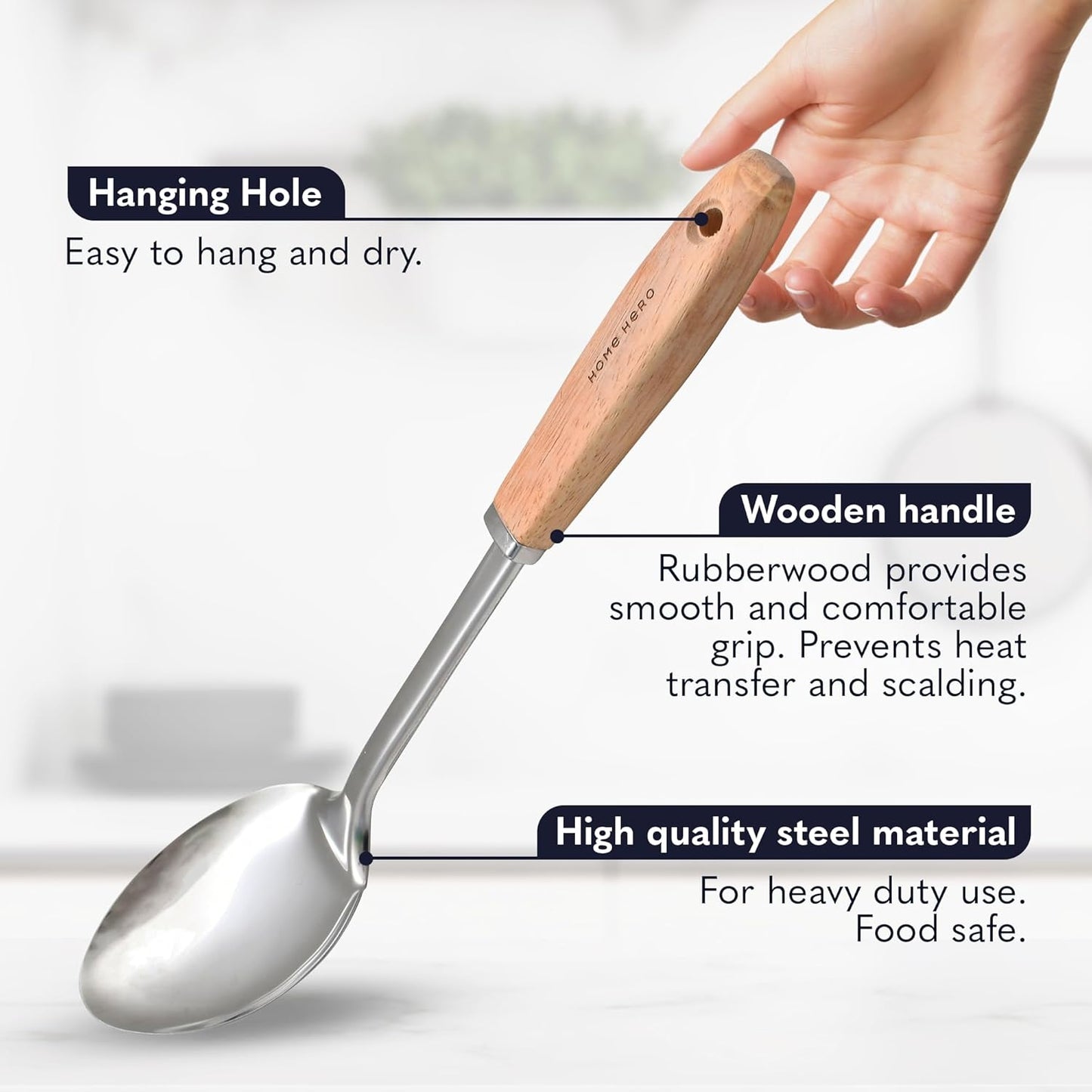 Home Hero Silicone Kitchen Utensils Set - Heat Resistant Non-Scratch Cooking Utensils - Ergonomic Silicone Spatula Set - Dishwasher Safe Kitchen Tools - 26 Piece, Stone