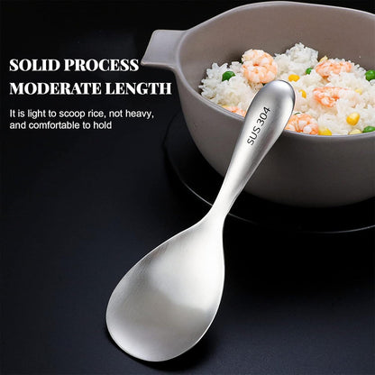 Comicfs Rice Paddle Spoon 304 Stainless Steel Thickened Rice Spoon Rice Spatula Non Stick Rice Scooper for Rice Mashed Potato Salads, Apply for Kitchen Home Restaurant Hotel Serving (Bright)