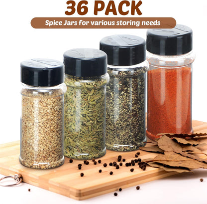 Jadive Plastic Spice Jars with Shaker Lids, 5.5oz, Black