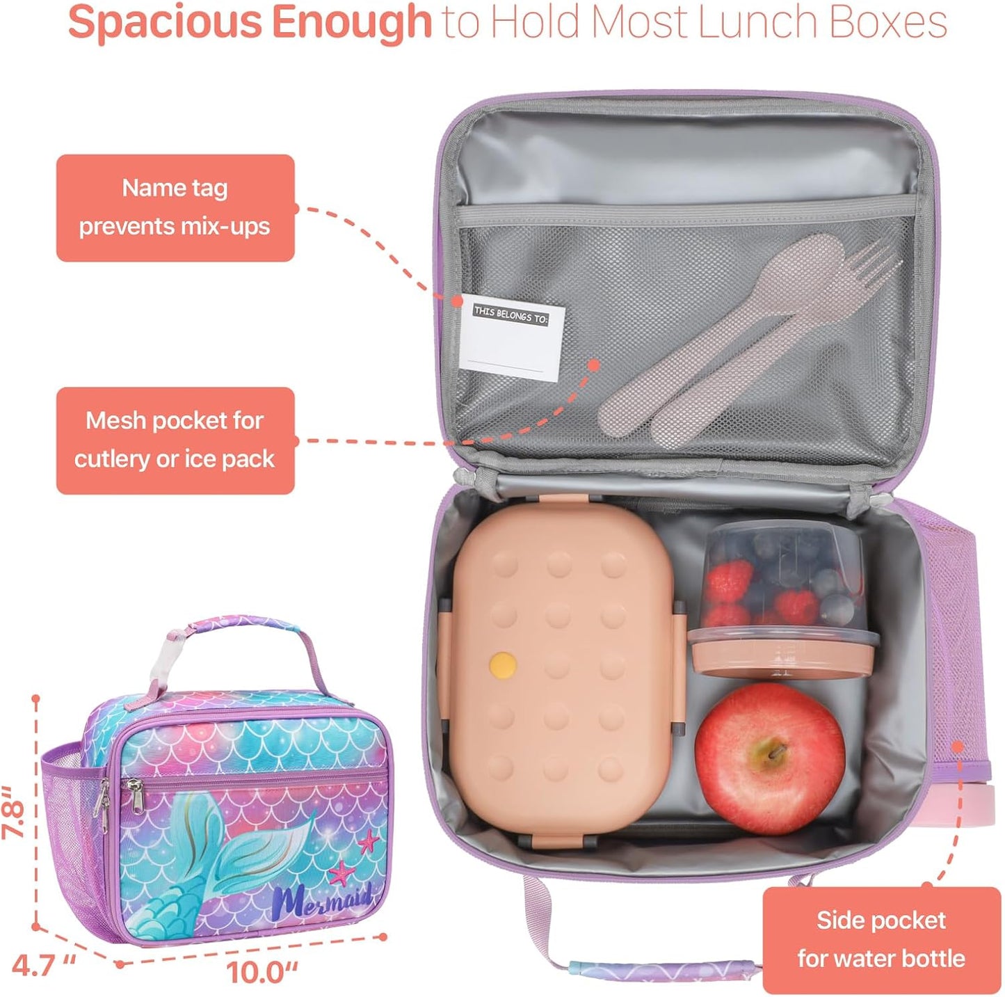 Kids Lunch Bag Boys - Insulated Kids Lunch Box Reusable Lunchbox with Water Bottle Holder Toddler Lunch Tote Bag for School Daycare, Black Dino Fossil