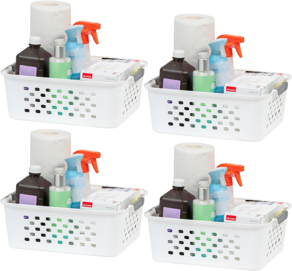 IRIS USA Plastic Storage Baskets, 6-Pack, Made in USA, Shelf Baskets Small Baskets Organizing Bins for Pantry Countertops Closet Shelves Laundry Room Office, Multi-Purpose, Nestable, Easy Carry, Black